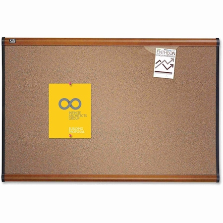 Quartet Bulletin Board, 3'x2', Light Cherry Frame QRTB243LC